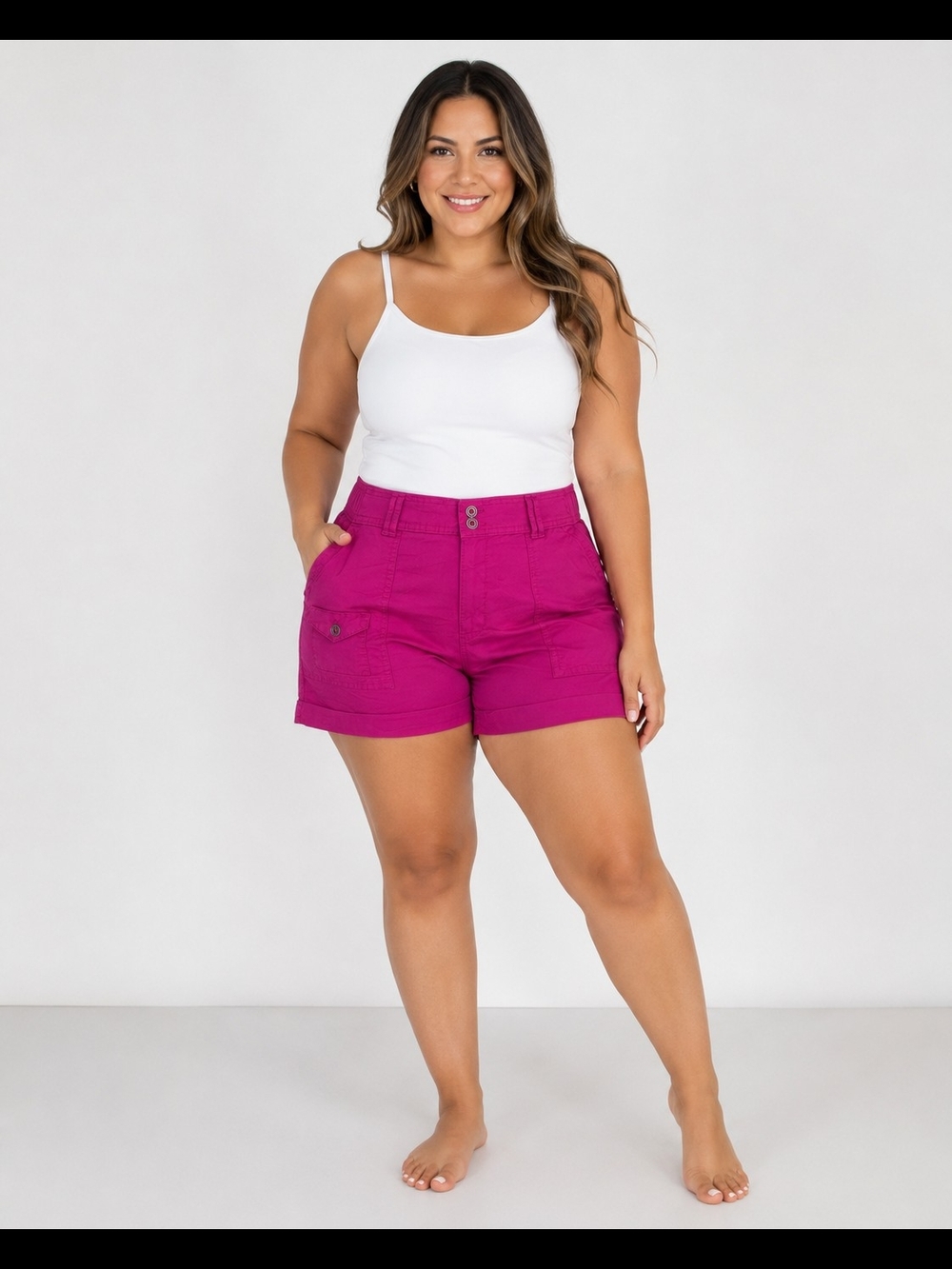 Time and Tru Fuchsia Cargo Shorts